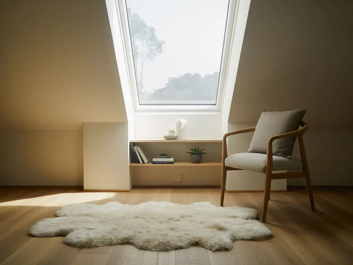 łóżko pod oknem dachowym