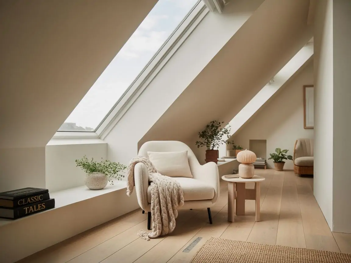 pokój na poddaszu ze skosami