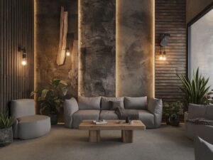Betonowa ściana w nowoczesnym wnętrzu