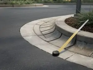 Krawężnik najazdowy w miejskim otoczeniu