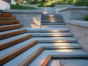 Trwałe schody z betonu na podwórku